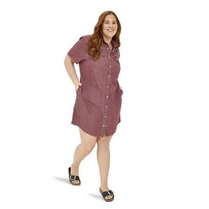 Lee Women's Plus Sz 1X Redwood Heritage Western Button Up Denim Shirt Dress